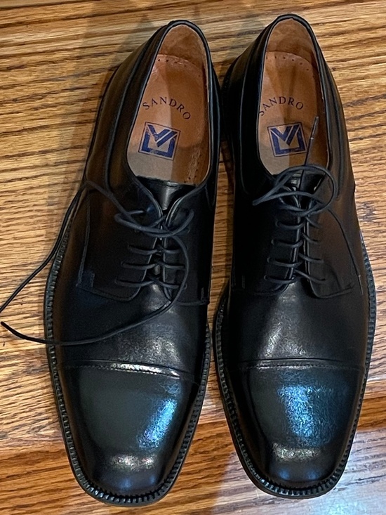 Sandro Moscoloni Black Leather Cap Toe Derbys 8.5D
